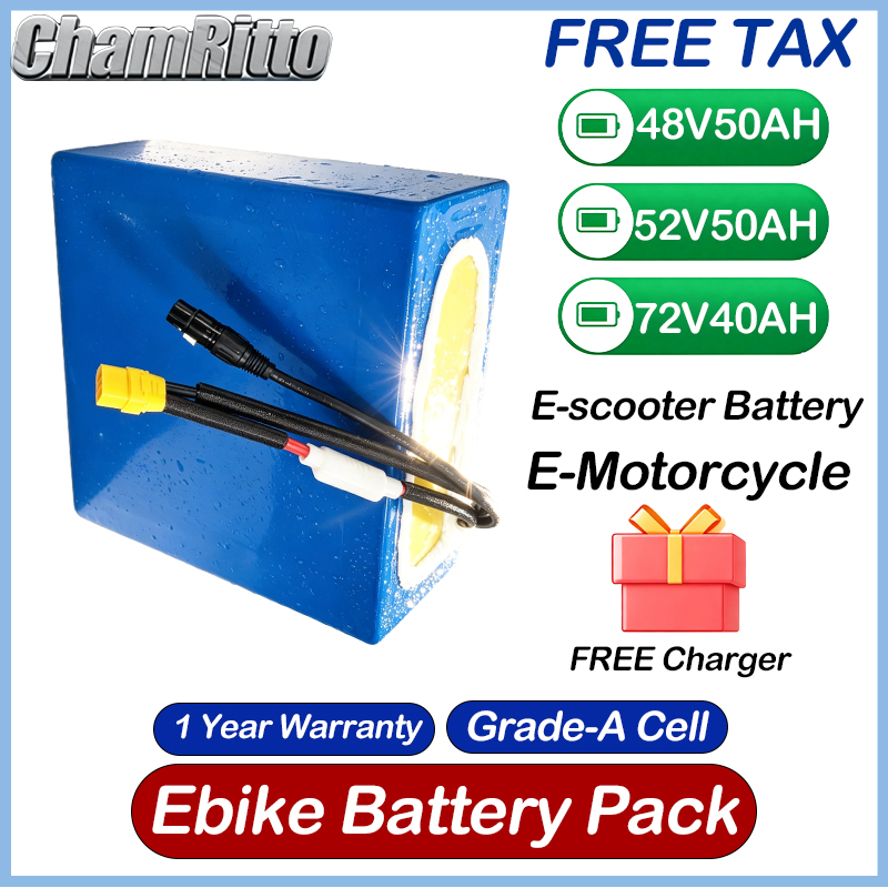 72V 50Ah 21700 Lithium Battery - 48V 52V 30ah 50ah 전기 자전거