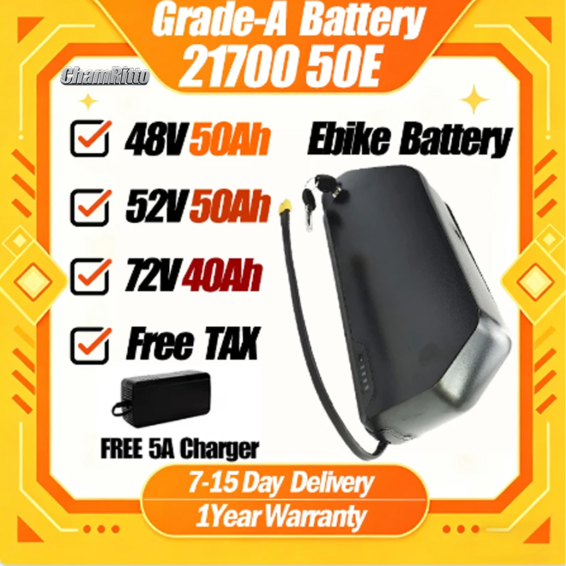 72V 50Ah 21700 Lithium Battery - 폴리 전기 자전거 배터리 다운튜브 하일롱