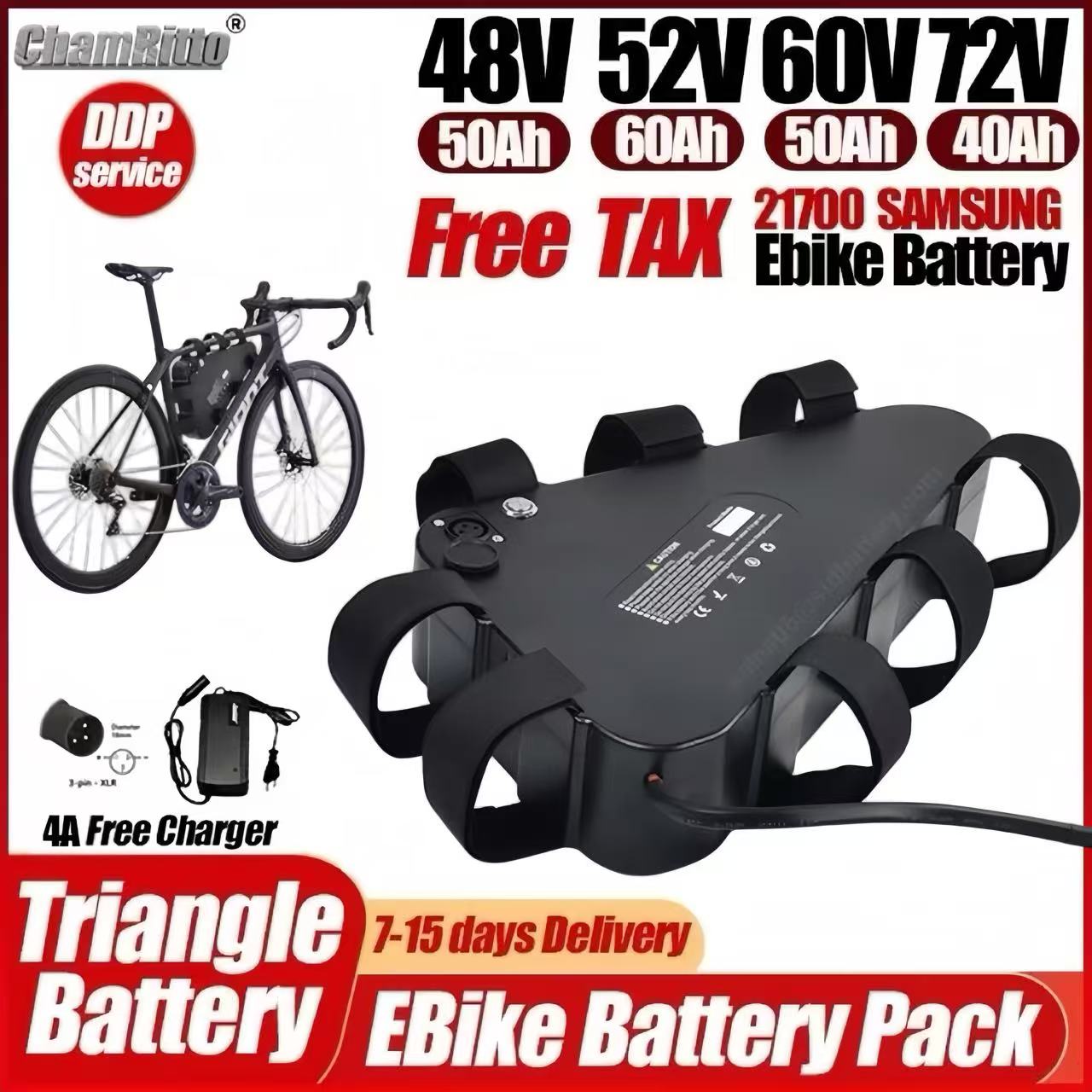 72V 50Ah 21700 Lithium Battery - 36V 48V 52V 60V 72V 전기