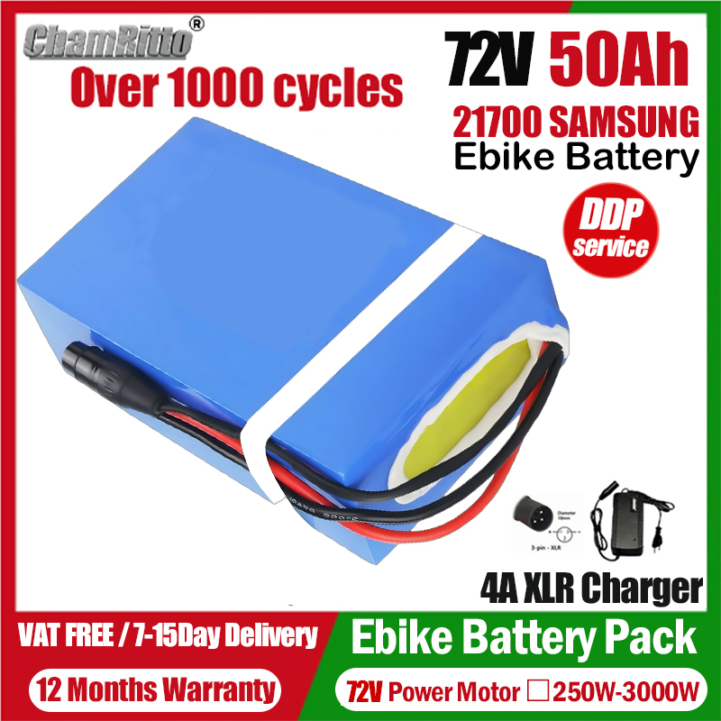 72V 50Ah 21700 Lithium Battery - 72V 전기 자전거 챔라이더 84V 3000w
