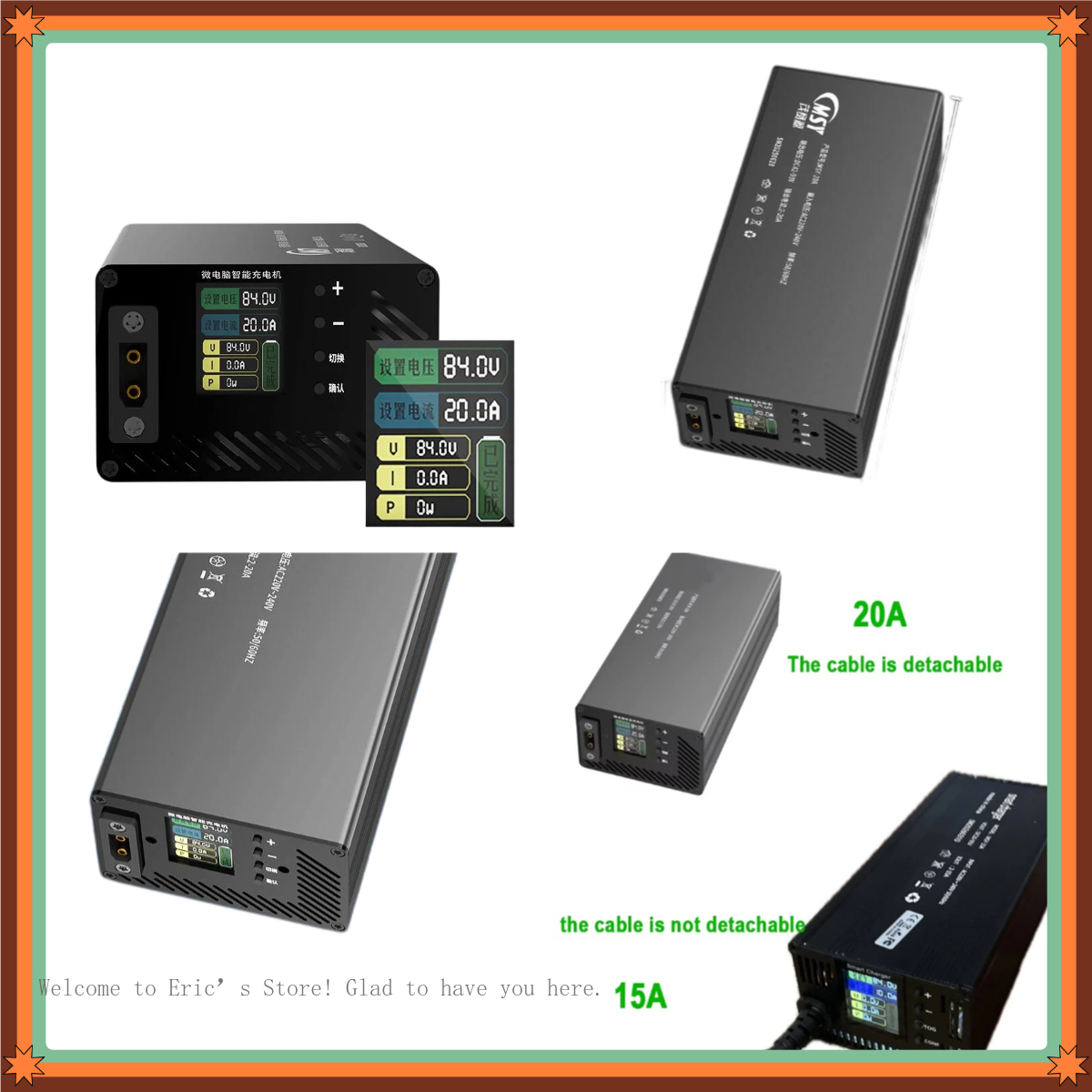 84V 20A Smart Charger - 10-93V 2-30A 조정 가능한 충전기 50.4V