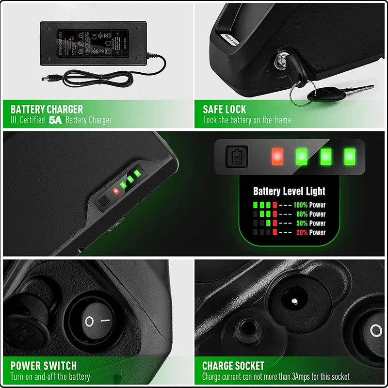 하이롱 전기 자전거 36V 48V 52V 60V 72V - 72V 50Ah 21700 Lithium Battery 리뷰 및 가격