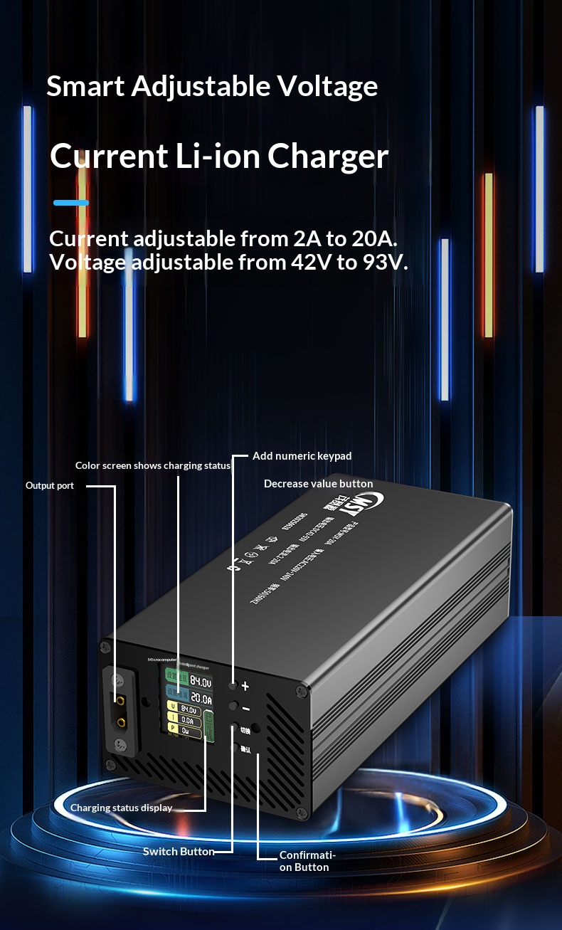 10-93V 2-30A 조정 가능한 충전기 50.4V  - 84V 20A Smart Charger 리뷰 및 가격