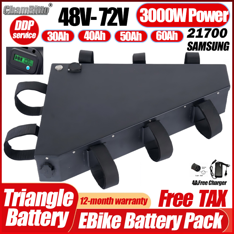 전기 자전거 36V 48V 52V 2000W 배터리 3 - 72V 50Ah 21700 Lithium Battery 리뷰 및 가격